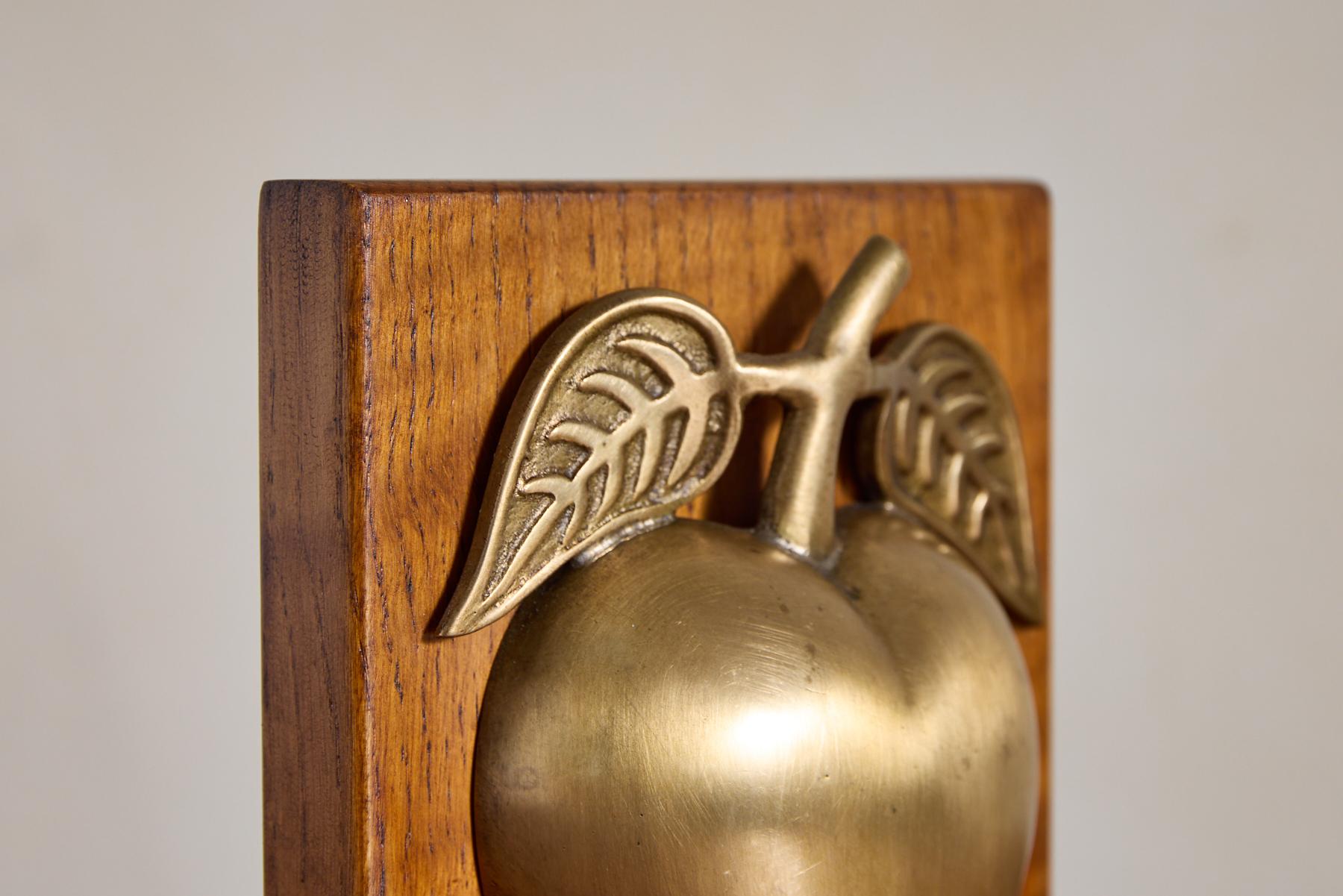 Vintage Brass Apple Bookends For Sale 6