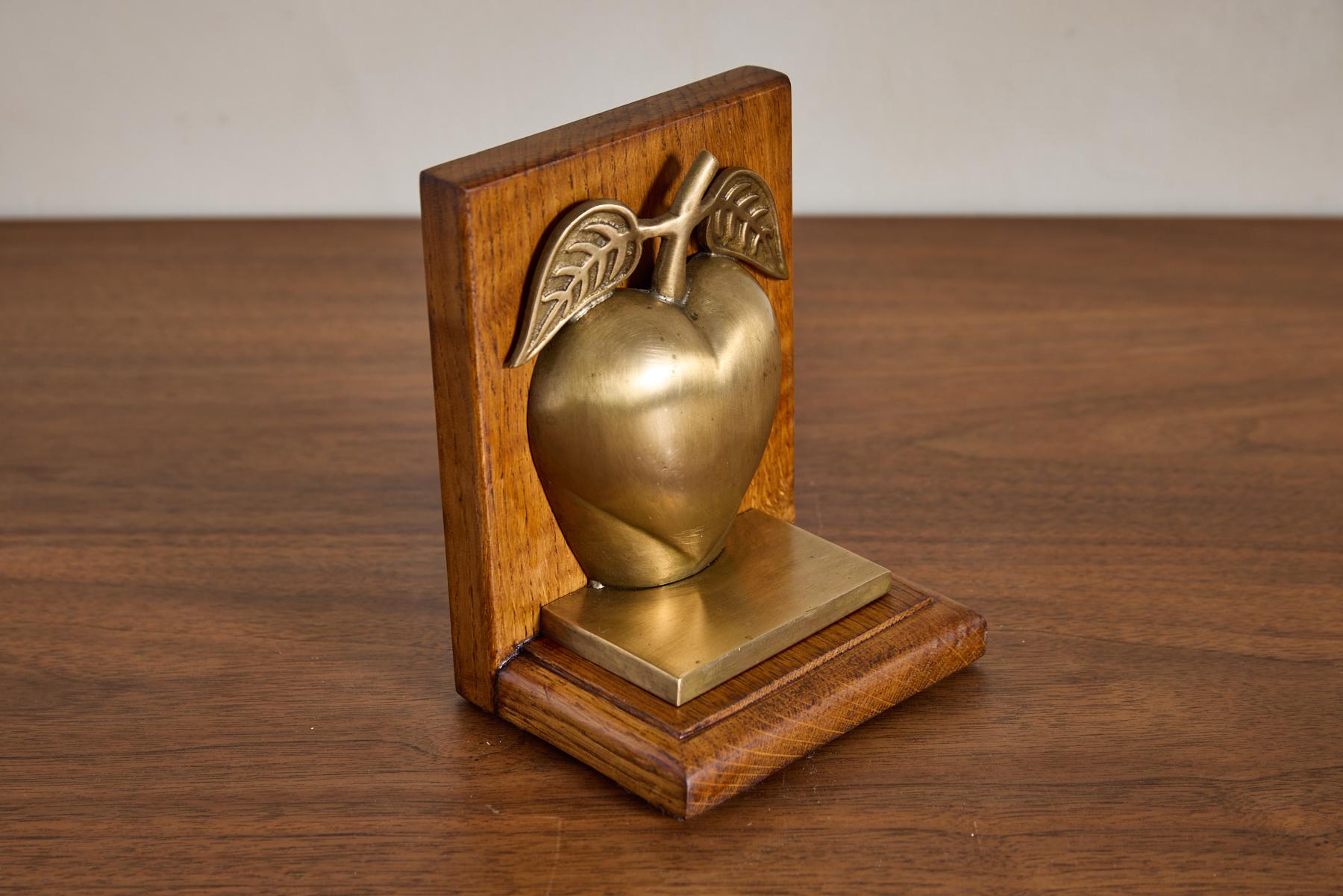 Vintage Brass Apple Bookends For Sale 8