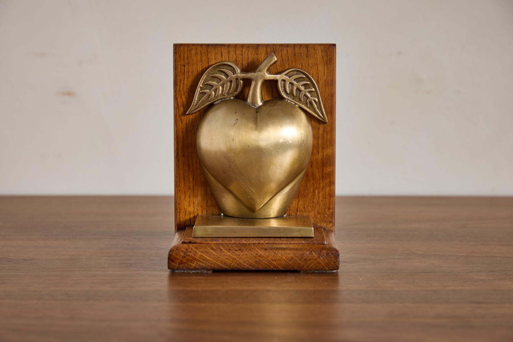 Vintage Brass Apple Bookends For Sale 3