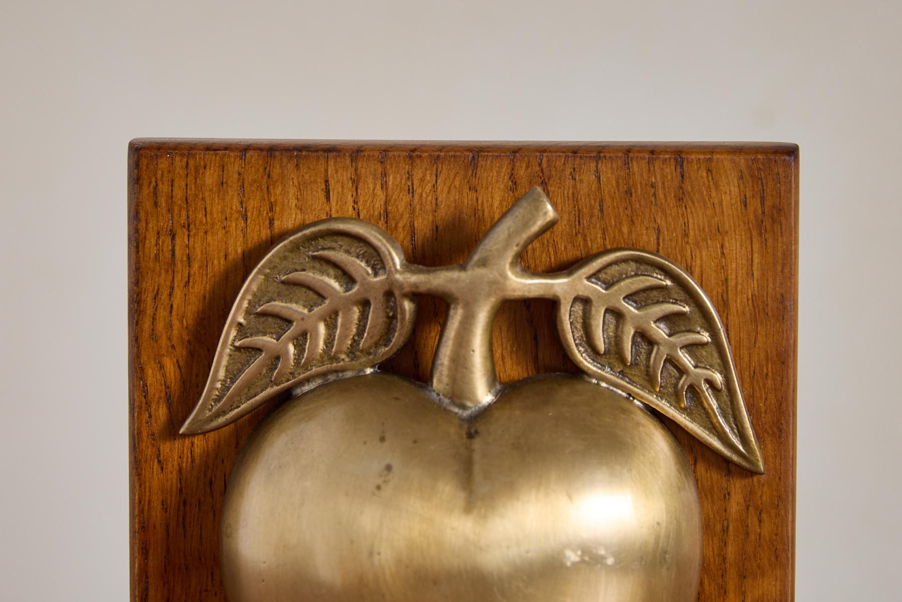 Vintage Brass Apple Bookends For Sale 4