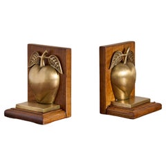 Vintage Brass Apple Bookends