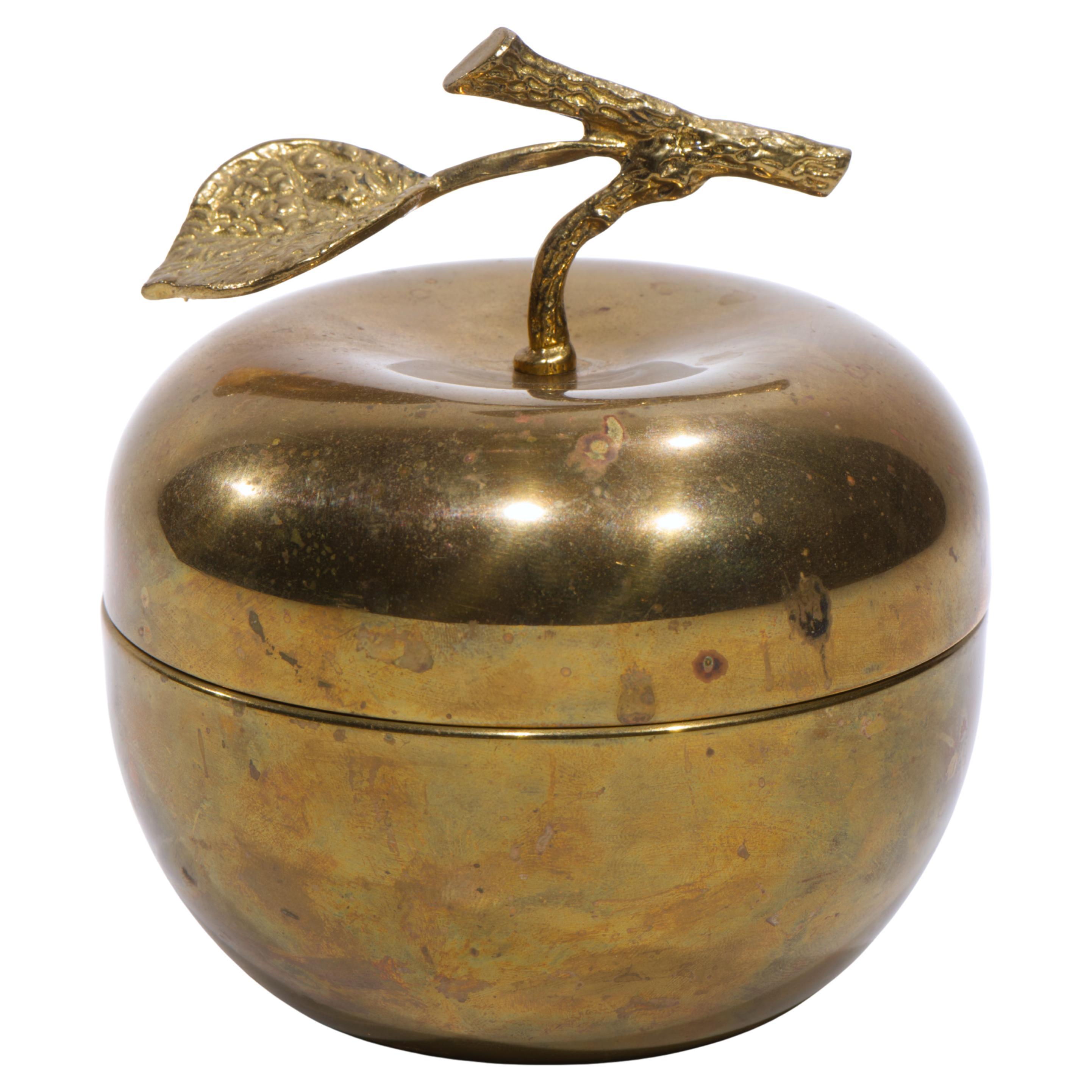 Vintage Brass Apple Box 
Lid, Mid Century Modern