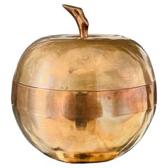 Vintage Brass Apple Box with Lidded Top, Italy, c. 1970''s