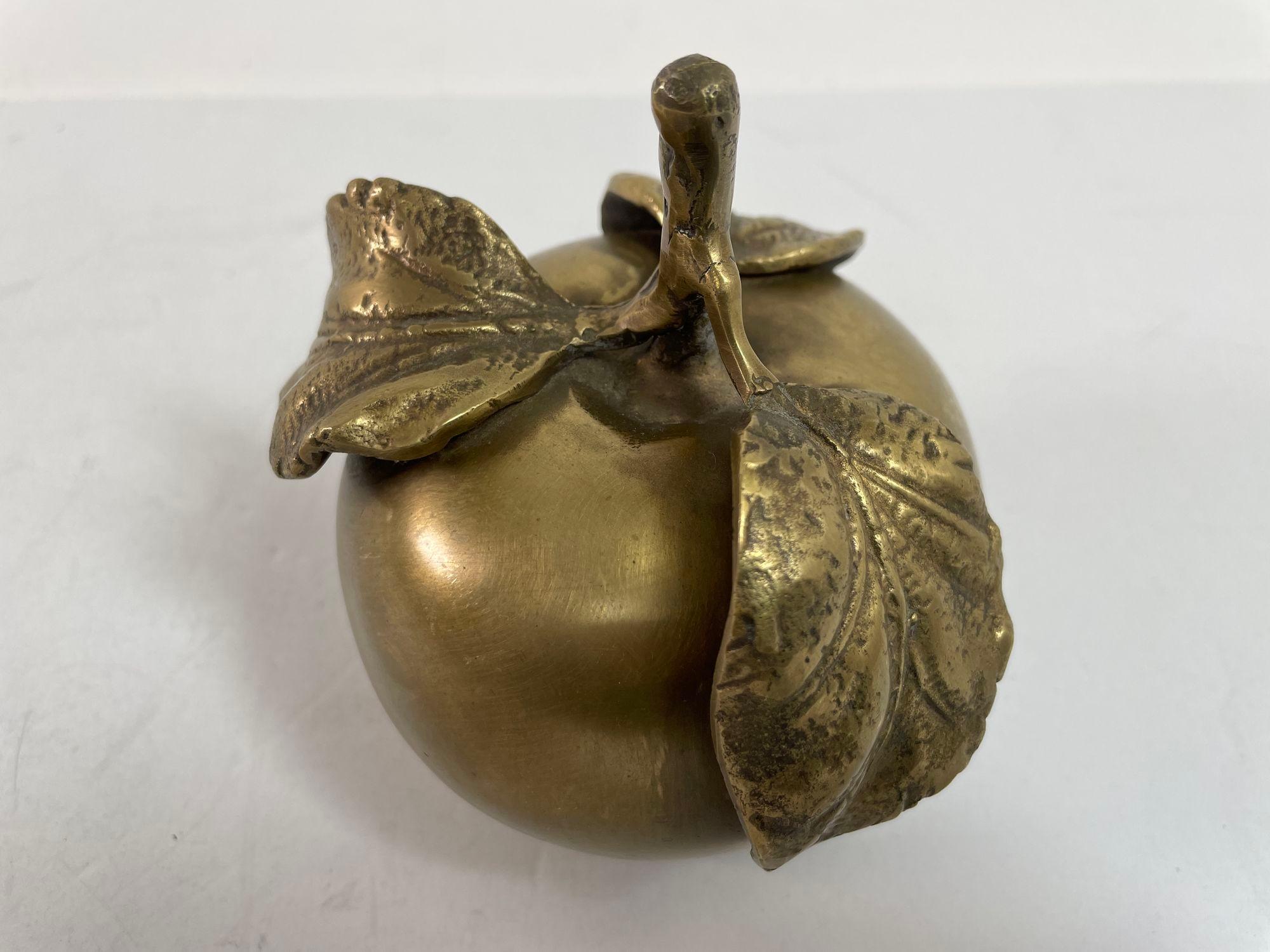 Vintage Brass Apple Sculpture Paperweight For Sale 4