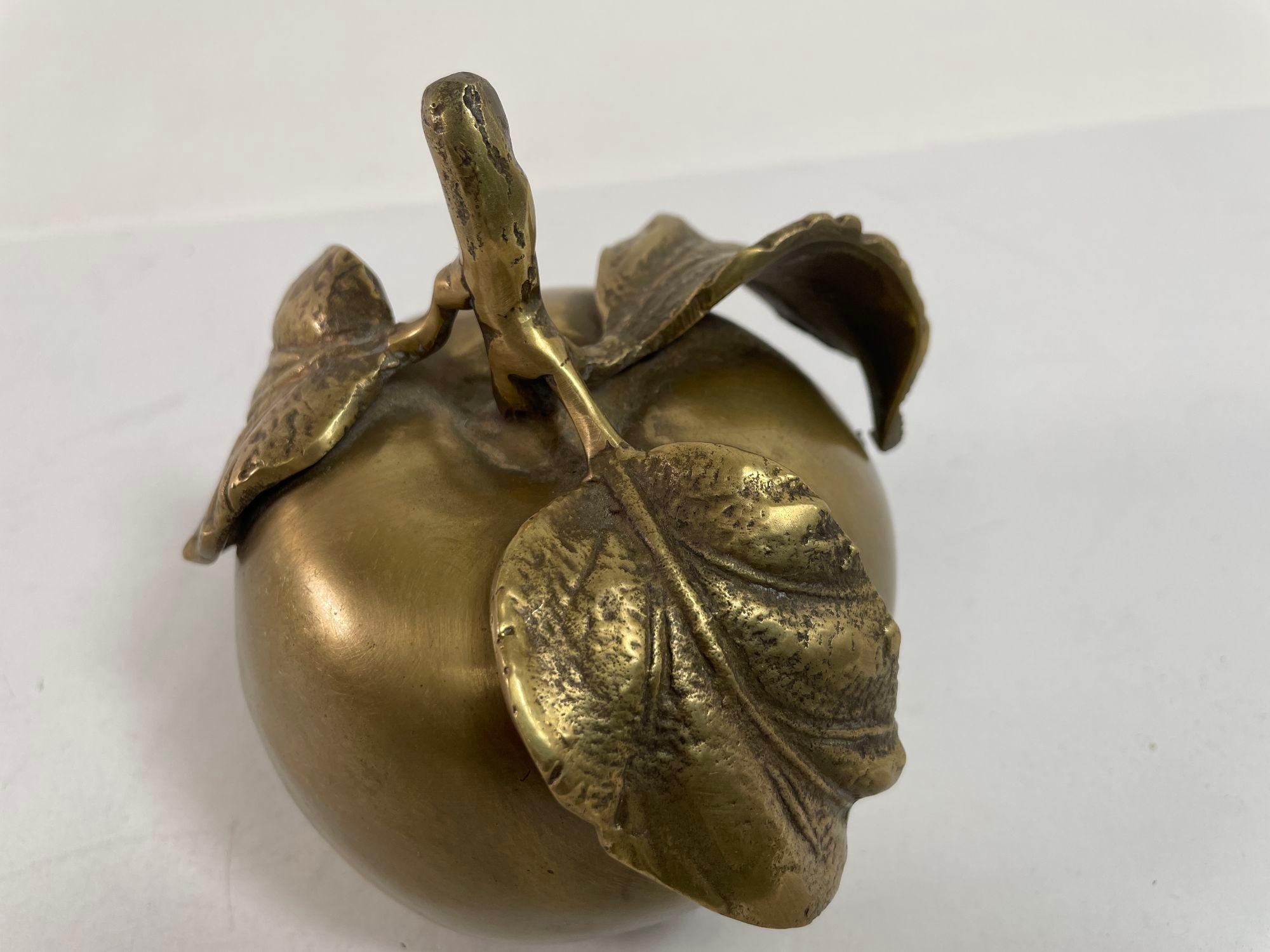 Vintage Brass Apple Sculpture Paperweight For Sale 2