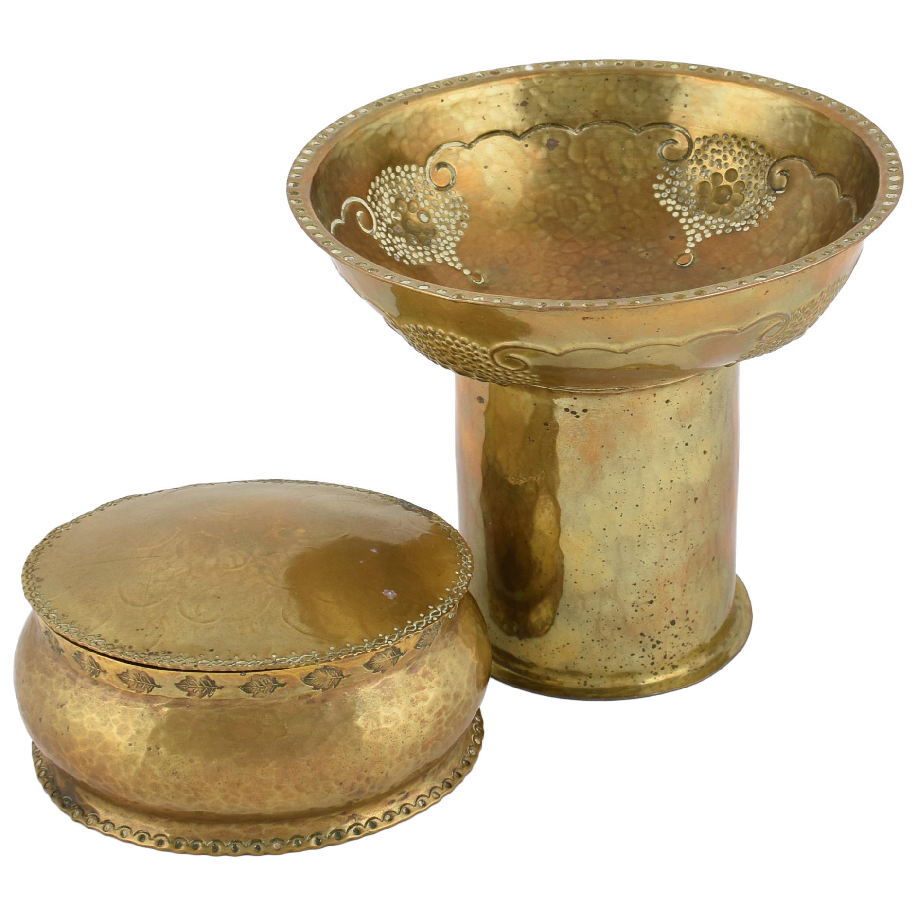 Canne et bol Art déco vintage en laiton par Kupo, Allemagne 1920-1930 en vente