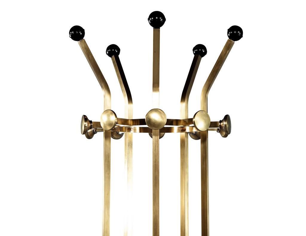 French Vintage Brass Art Deco Hall Stand Coat Rack For Sale