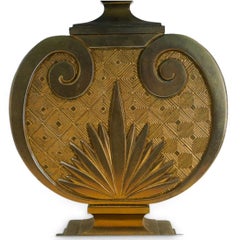 Vintage Brass Art Deco Lamp With Palm Design