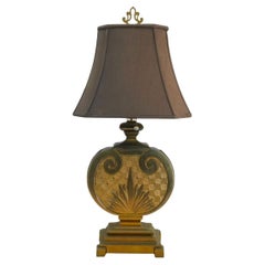 Vintage Brass Art Deco Lamp With Palm Design