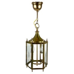 Vintage Brass Art Deco Lantern with Glass, France, 1970s