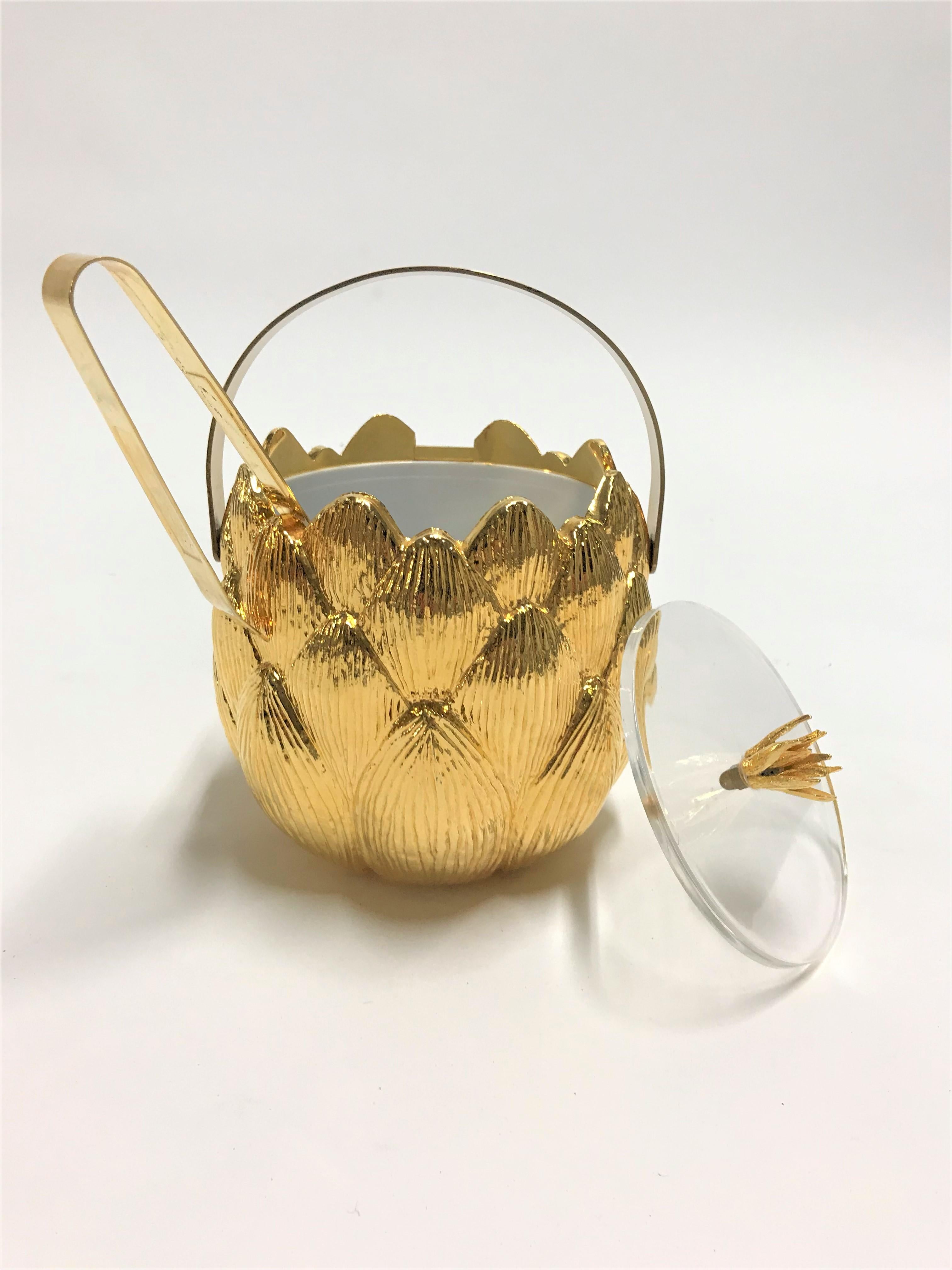 Swiss Vintage Brass Artichoke Ice Bucket by Hans Turnwald, 1980s