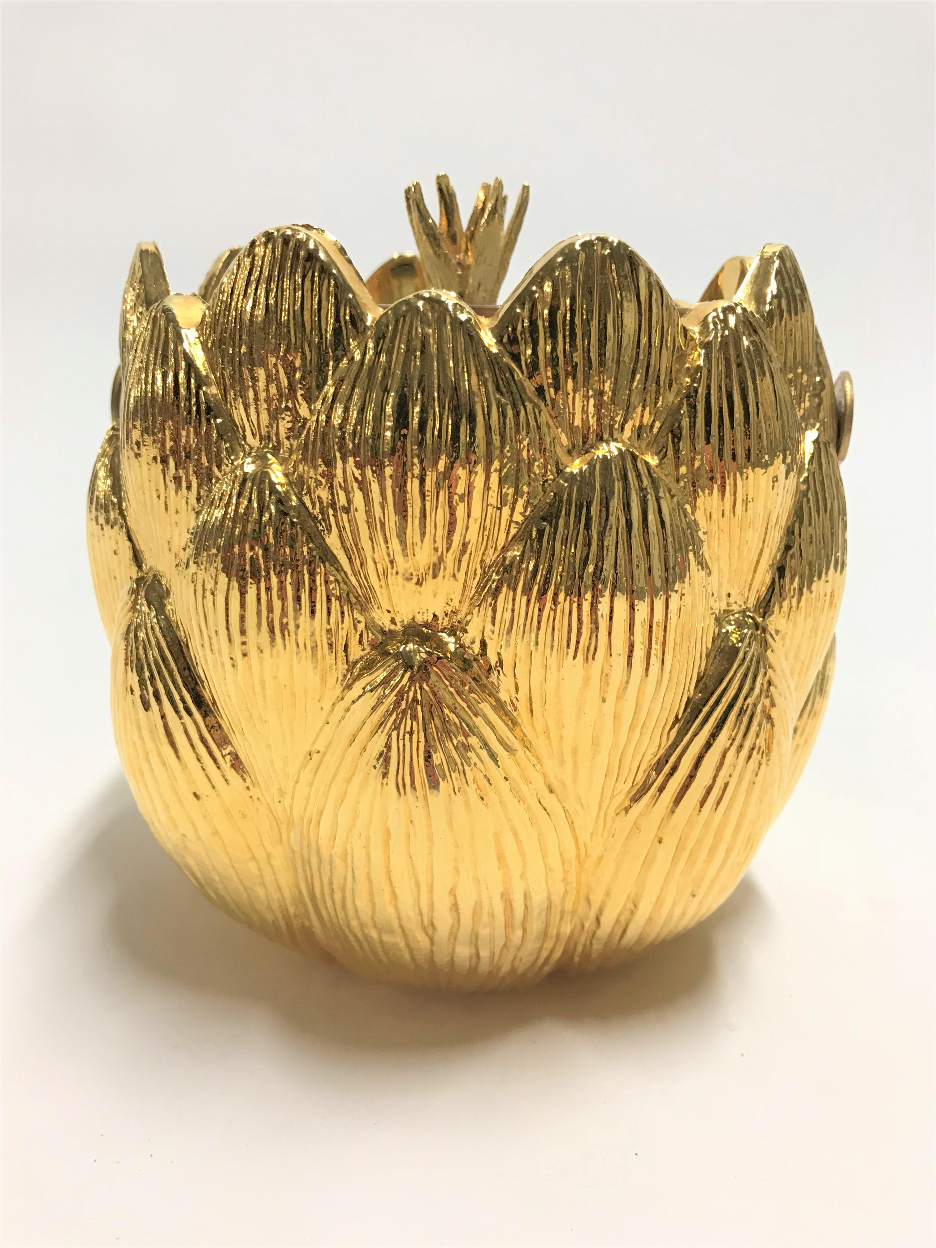 Late 20th Century Vintage Brass Artichoke Ice Bucket by Hans Turnwald, 1980s