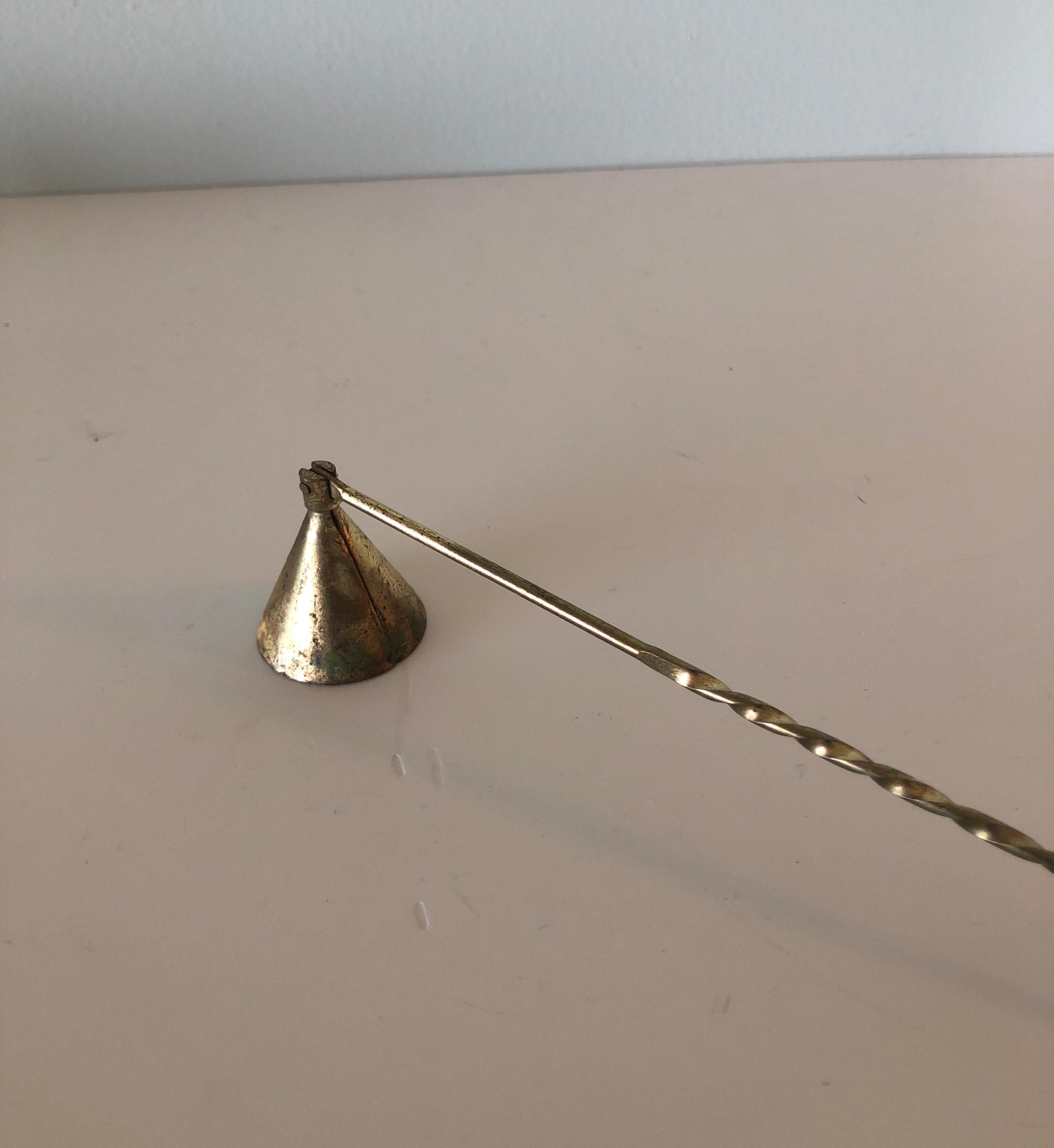 Bohemian Vintage Brass Articulate Candle Snuffer with Twisted Handle