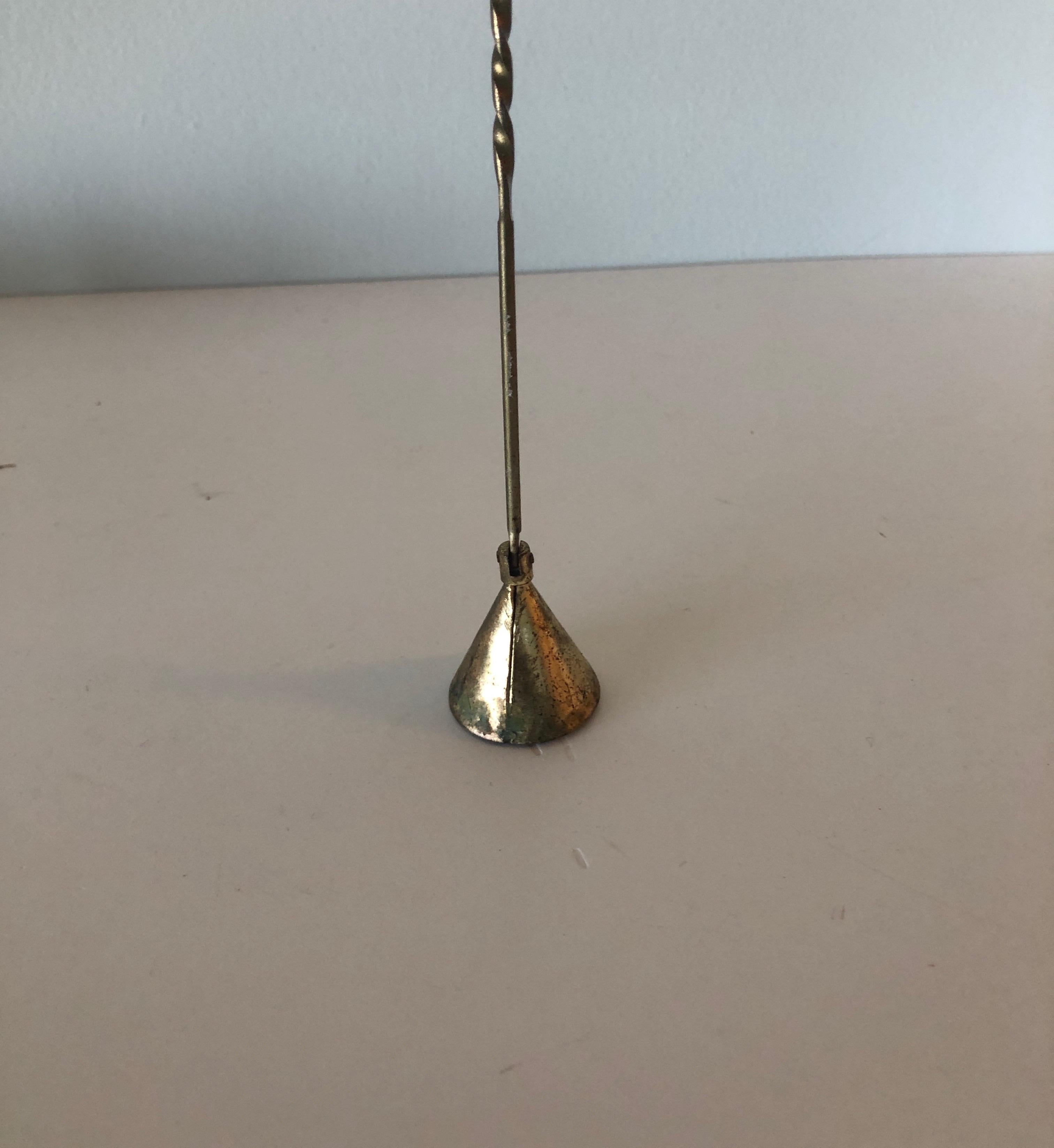 Hand-Crafted Vintage Brass Articulate Candle Snuffer with Twisted Handle