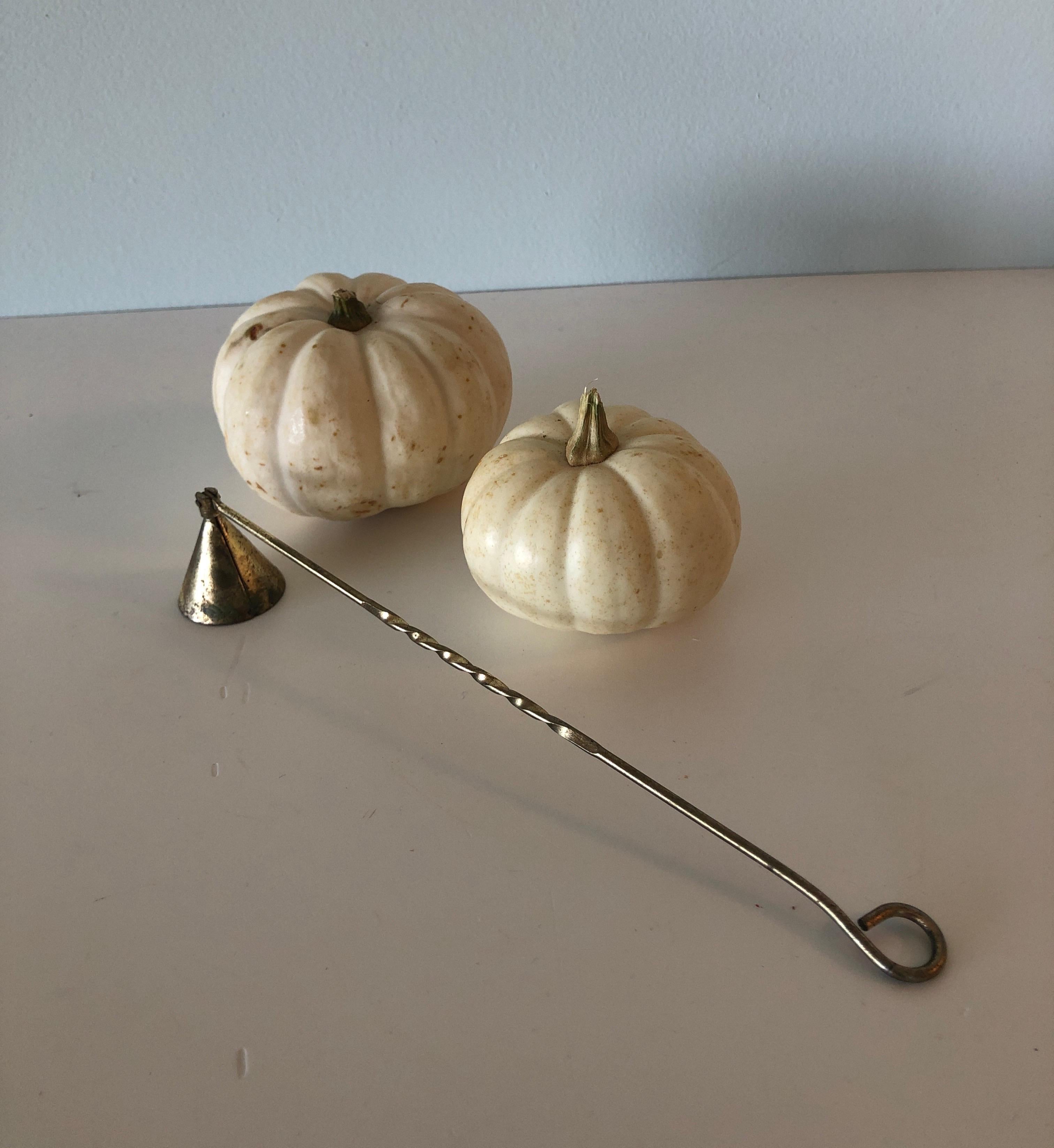 Vintage Brass Articulate Candle Snuffer with Twisted Handle In Good Condition In Oakland Park, FL