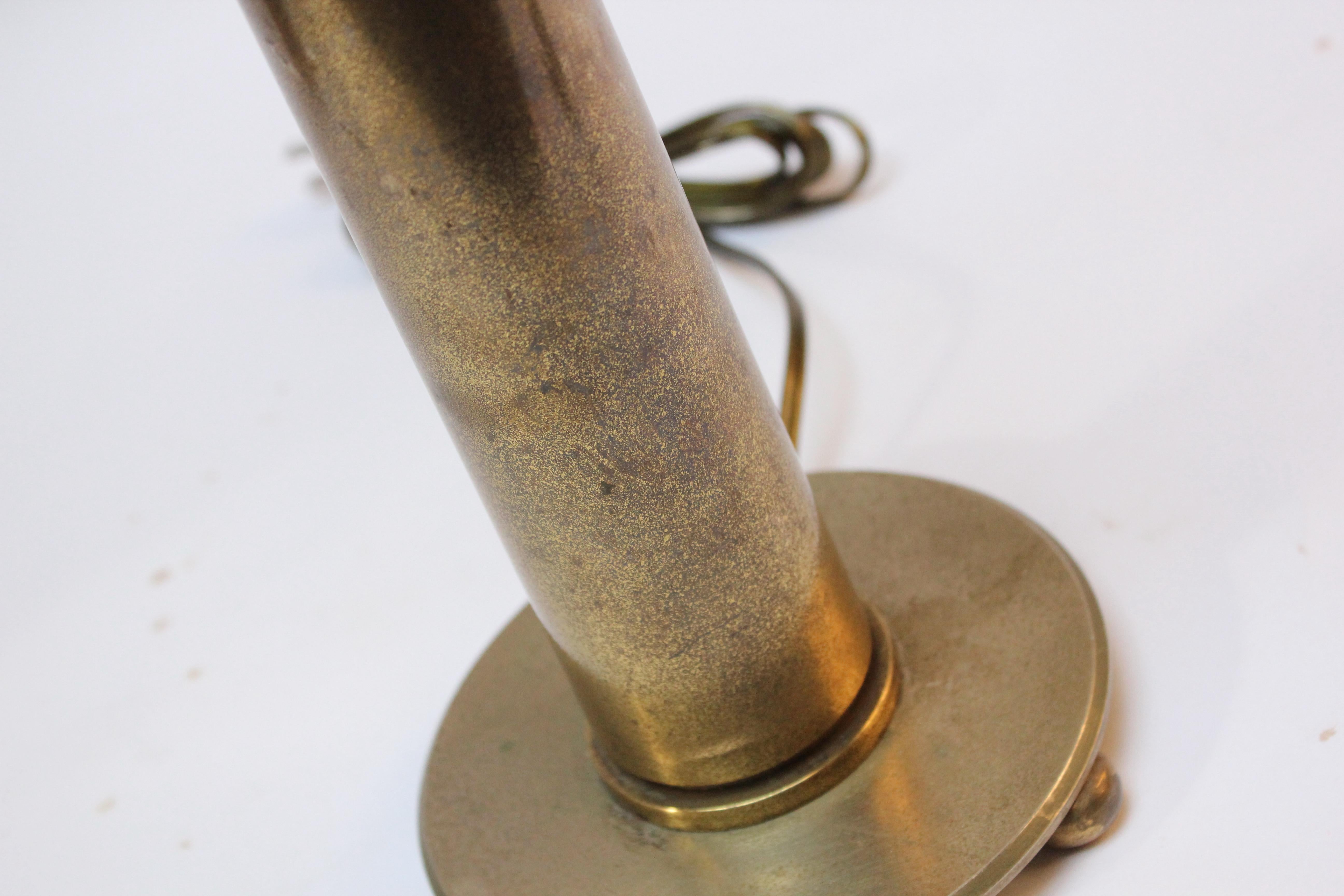 Mid-20th Century Vintage Brass Artillery Shell Trench Art Table Lamp For Sale