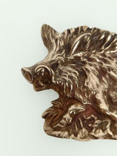 Vintage Brass Ashtray Depicting the Mythological Erymanthian Boar, Italy 1970s