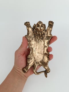 Vintage Brass Ashtray Depicting the Mythological Nemean Lion Skin, Italy 1970s