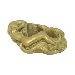 Vintage Brass Ashtray Vide Poche Female Nude