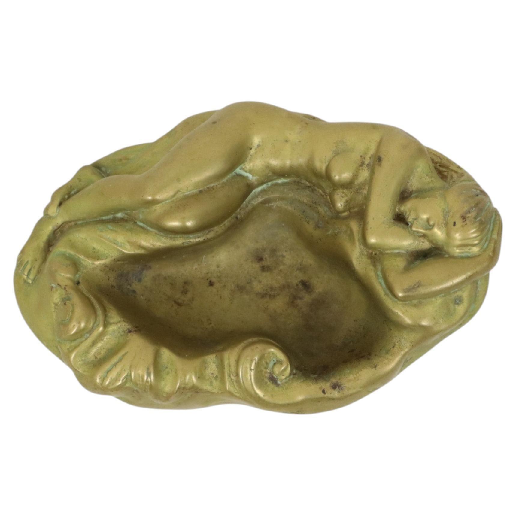 Vintage Brass Ashtray Vide Poche Female Nude