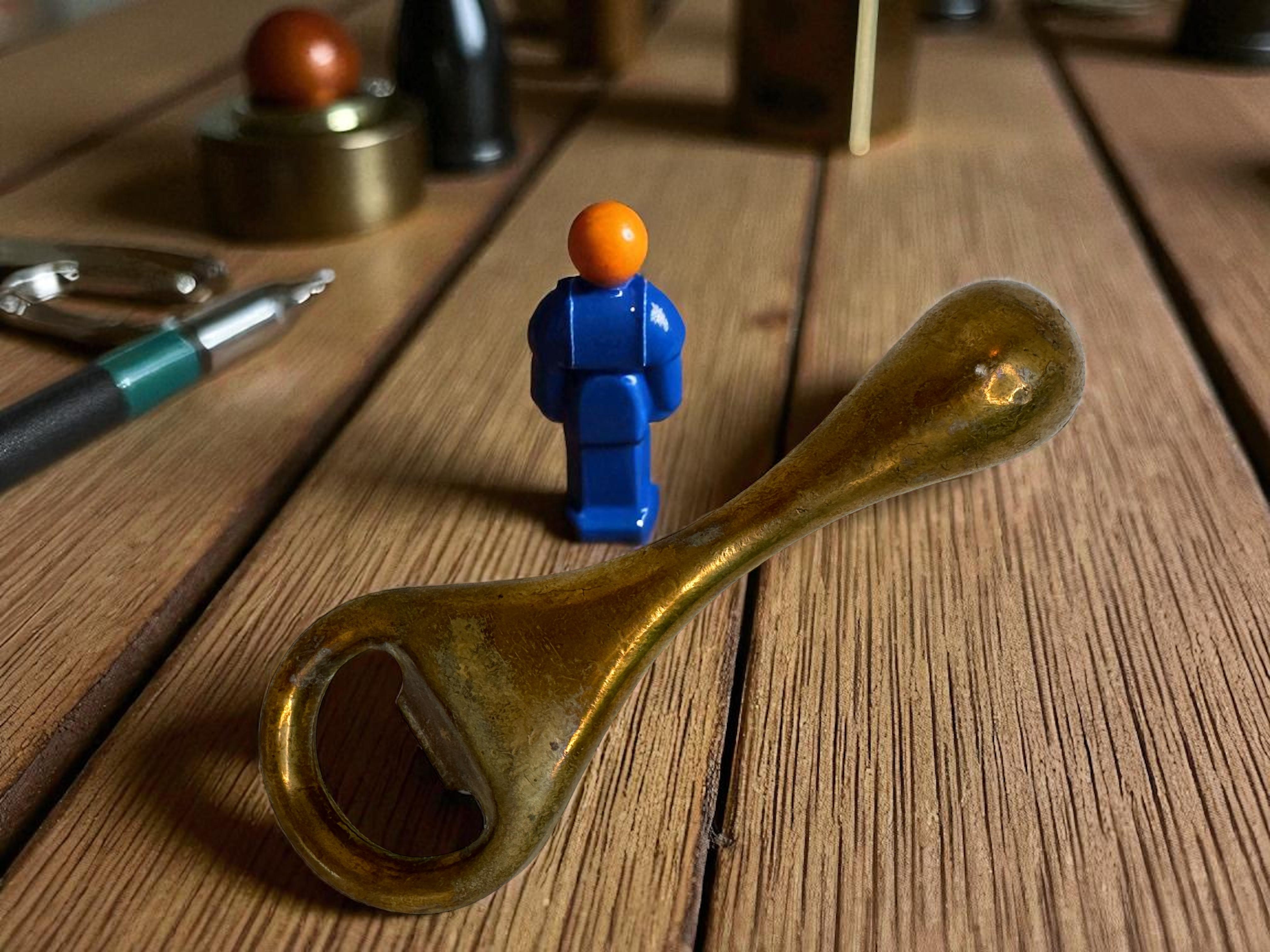 Vintage Brass Aubock Auboeck Bottle Opener Mid-Century Modern Breweriana Barware en vente 1