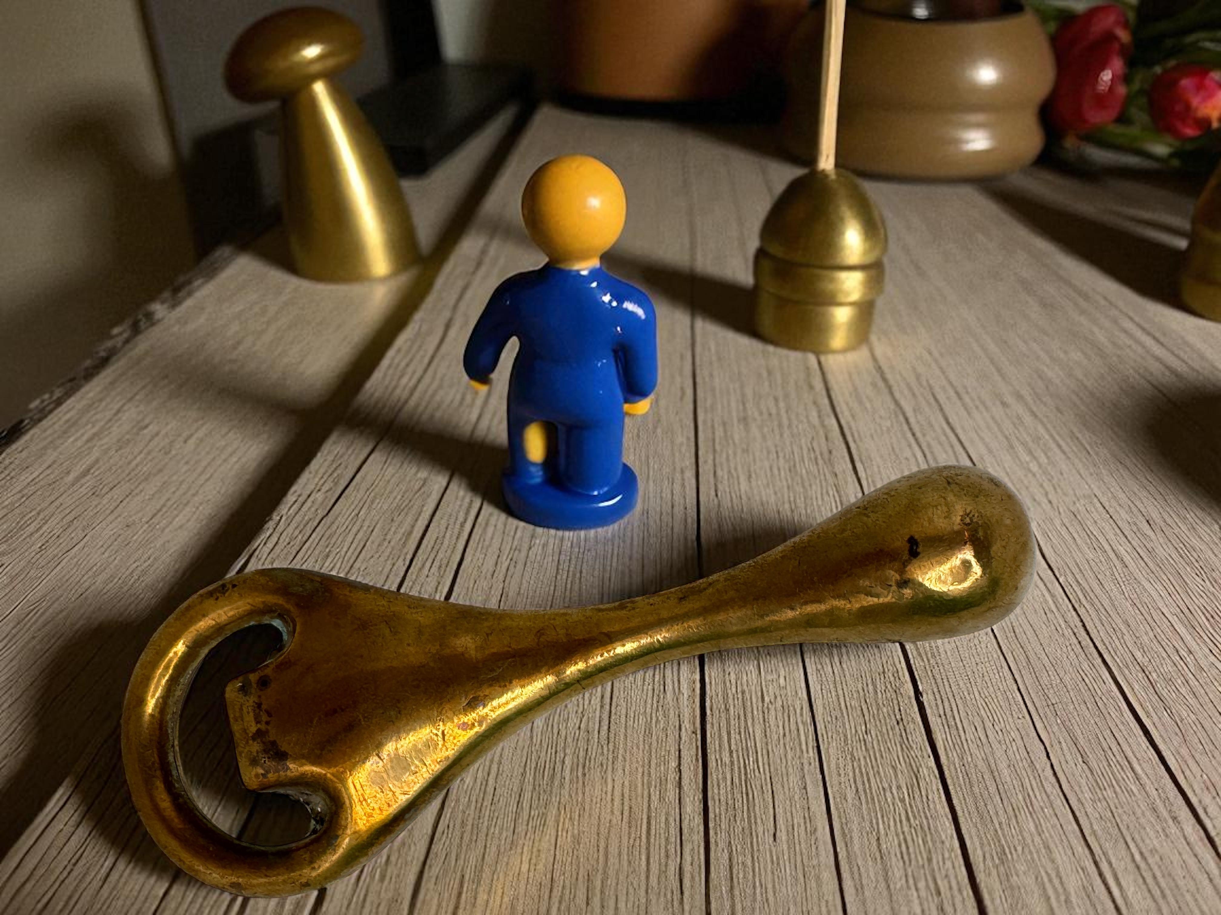 Vintage Brass Aubock Auboeck Bottle Opener Mid-Century Modern Breweriana Barware en vente 2