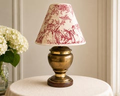 Vintage Brass Baluster Table Lamp Custom Toile Fabric from Warner Bros. Film