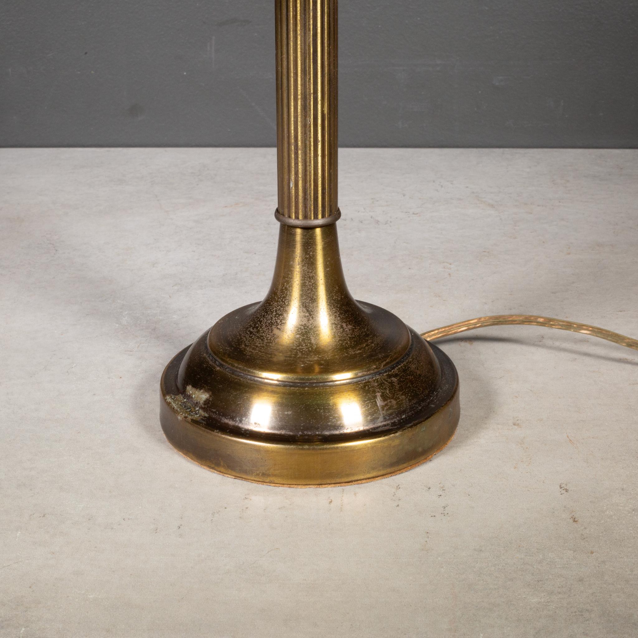 Vintage Brass Banker's Lamp with Green Glass Shade c.1950-1970 3