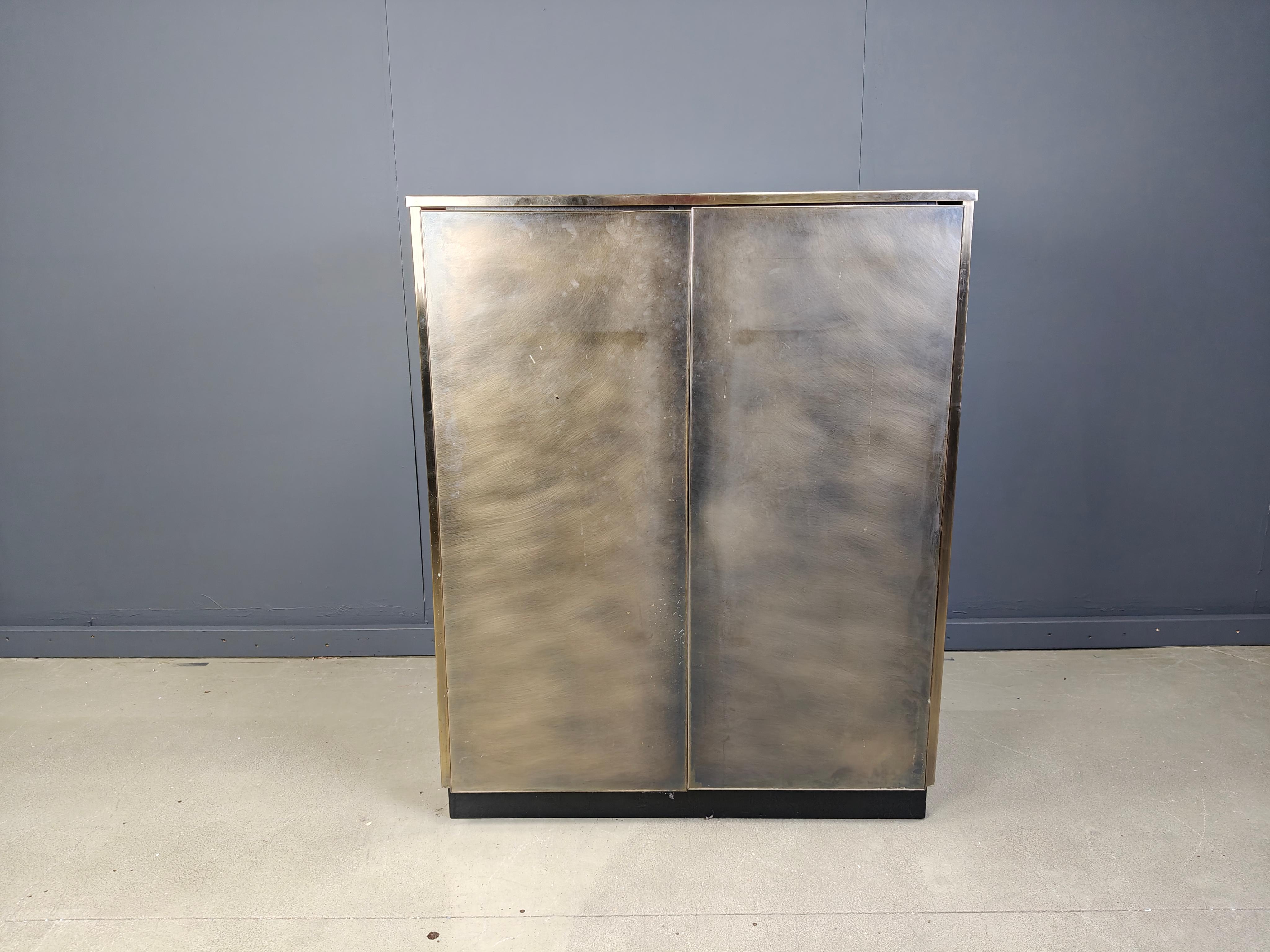 Mueble bar vintage de latón de belgochrom, años 80 en venta 4