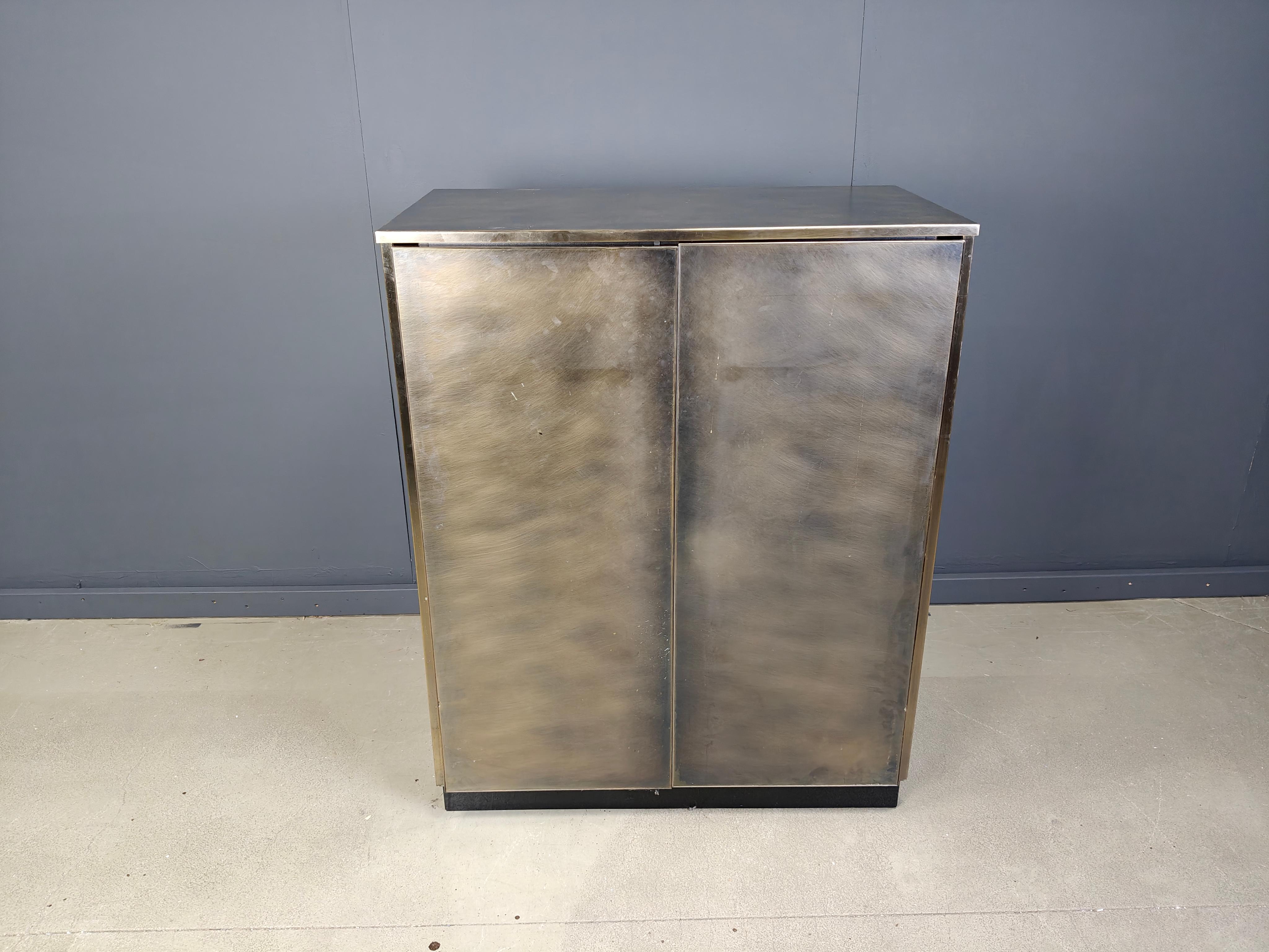 Mueble bar vintage de latón de belgochrom, años 80 en venta 5
