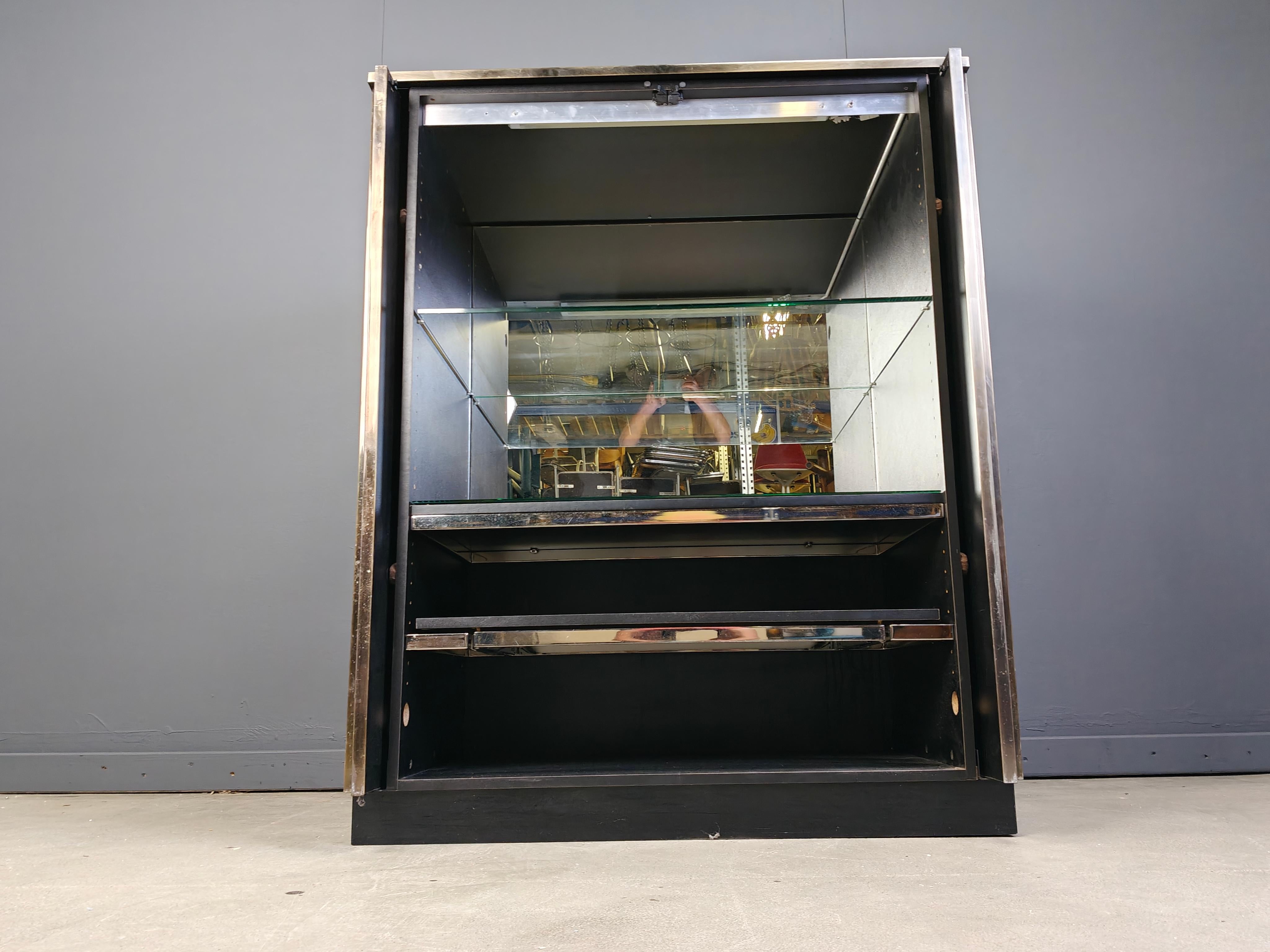 Mueble bar vintage de latón de belgochrom, años 80 Belga en venta