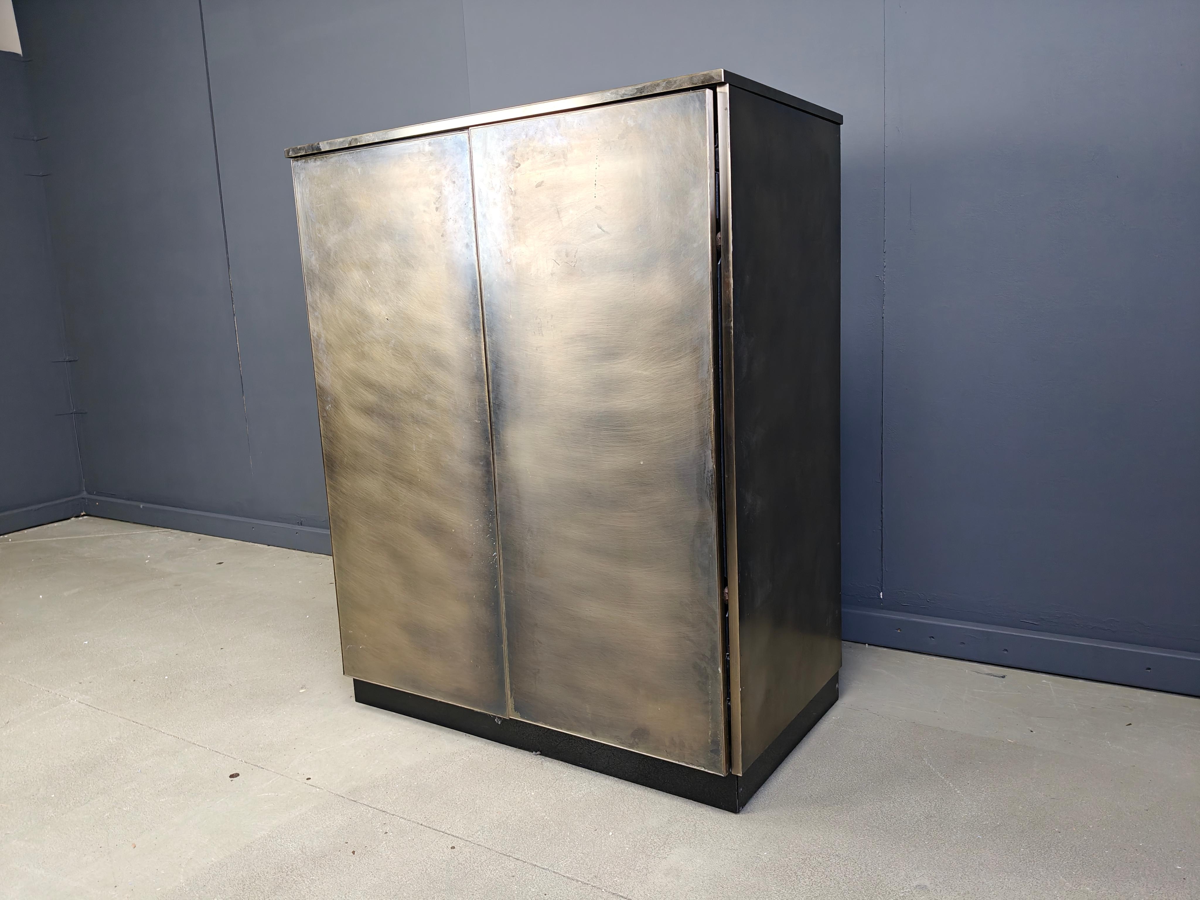 Mueble bar vintage de latón de belgochrom, años 80 en venta 1