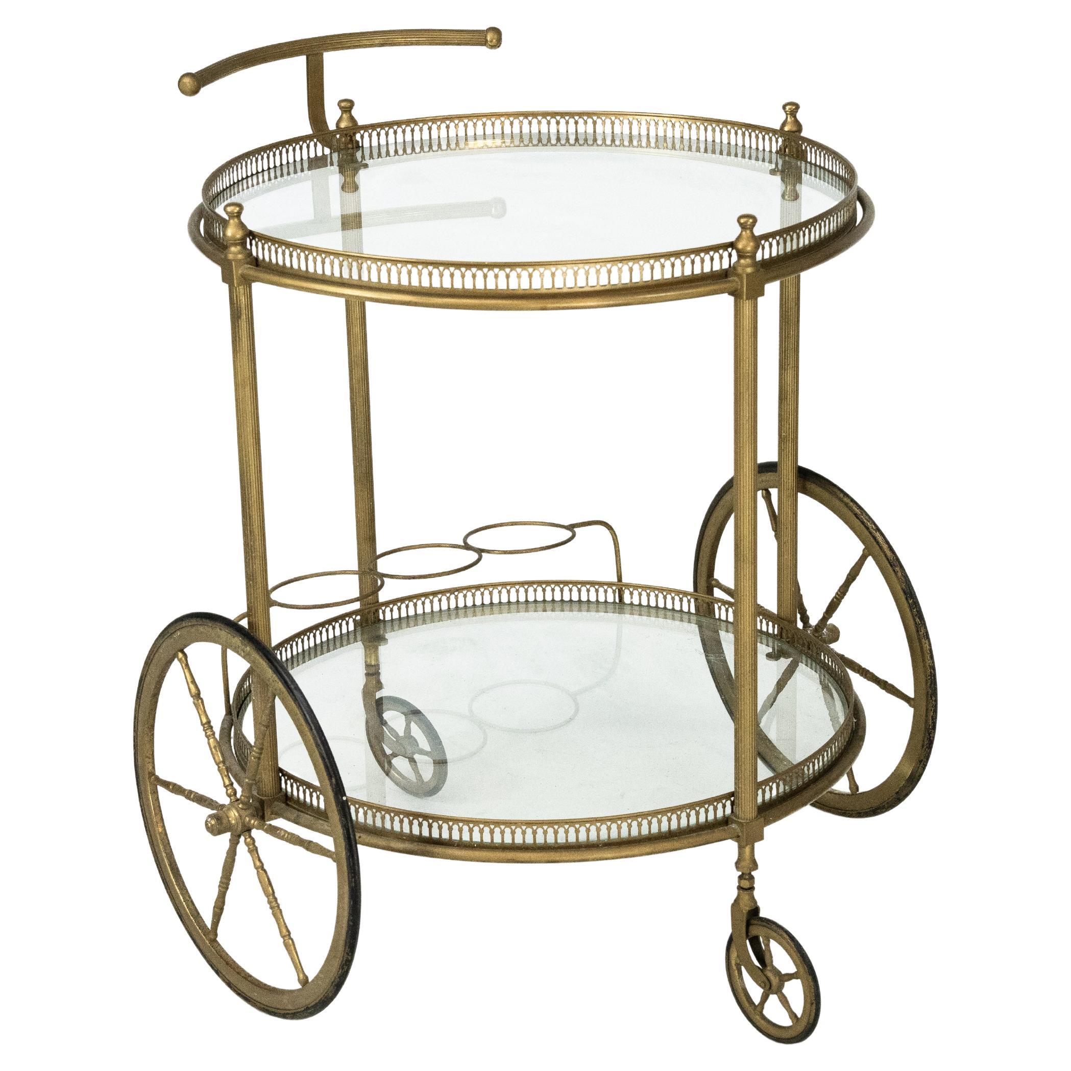 Vintage Brass Bar Cart by Cesare Lacca, Italy, 1950s.