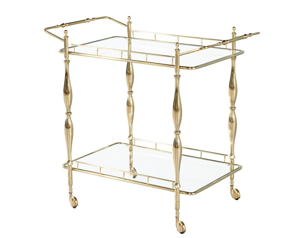 Hollywood Regency Vintage Brass Bar Cart