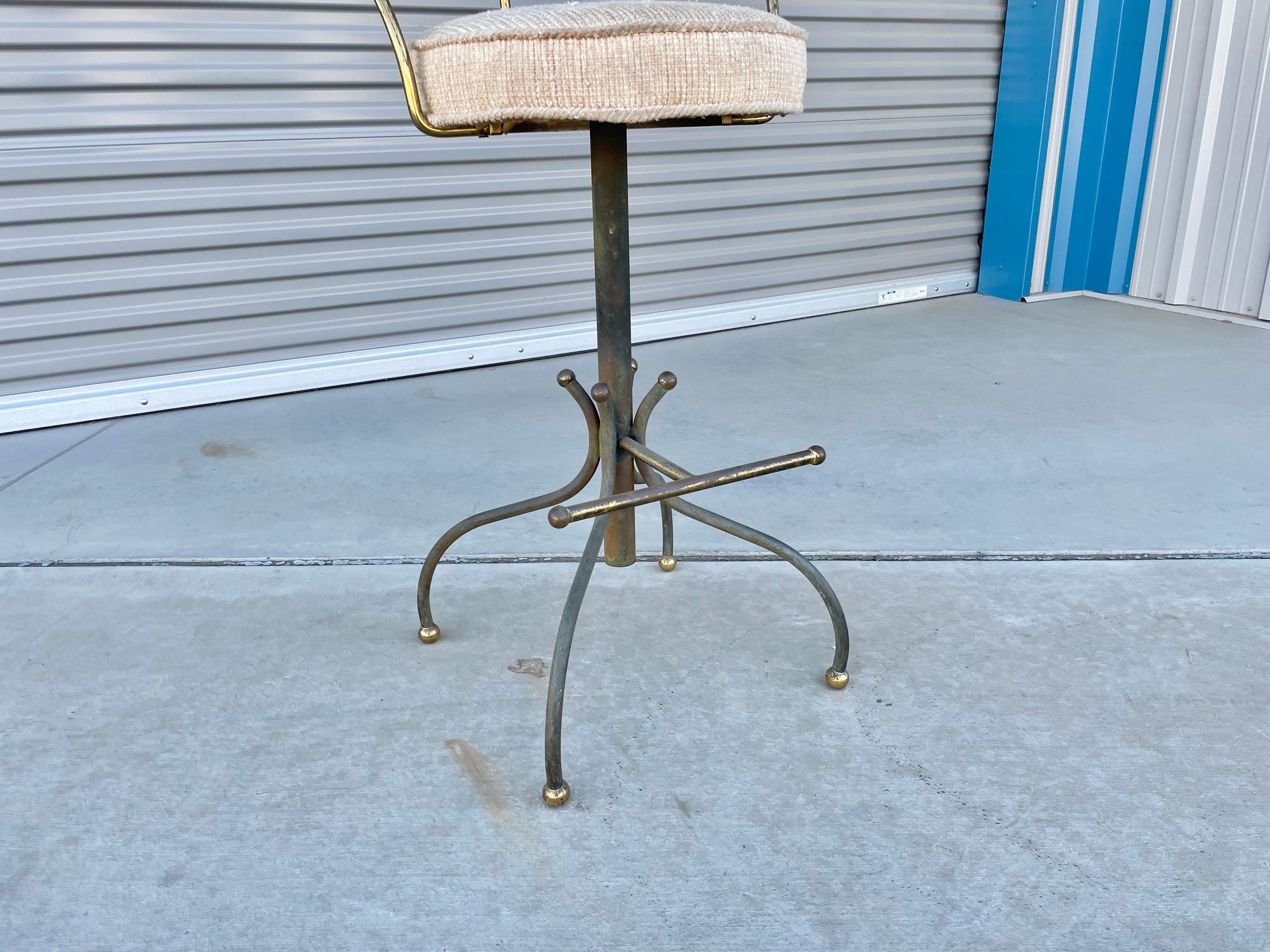 Mid-20th Century Vintage Brass Bar Stool by Charles Hollis Jones For Sale