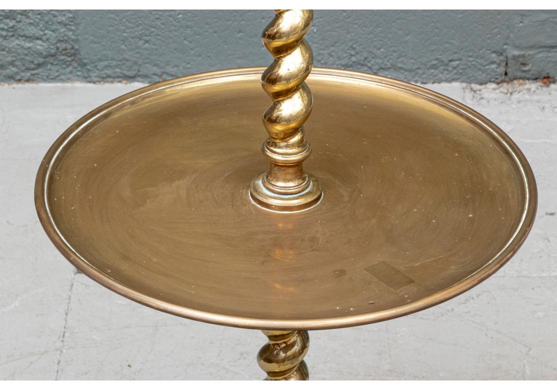 Anglo Raj Vintage Brass Barley Twist Floor Lamp Table For Sale