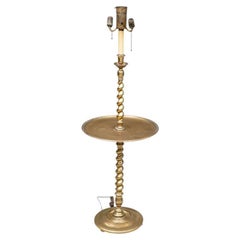 Retro Brass Barley Twist Floor Lamp Table