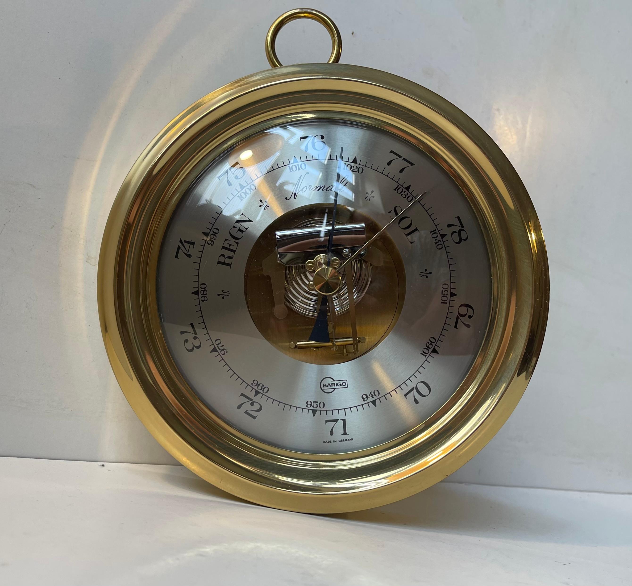 Barómetro vintage de latón de Barigo Alemania, años 80 Alemán en venta