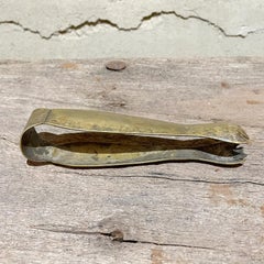 Vintage Brass Barware Ice Tongs Silver Plated Mexico Modern, 1950s