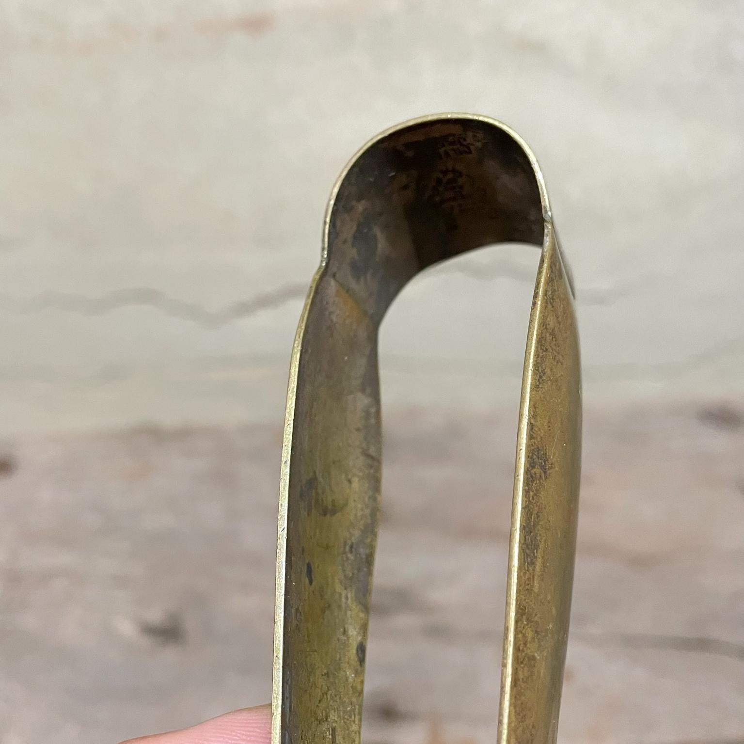 Mid-Century Modern Vintage Brass Barware Ice Tongs Silver Plated Mexico Modern, 1950s For Sale