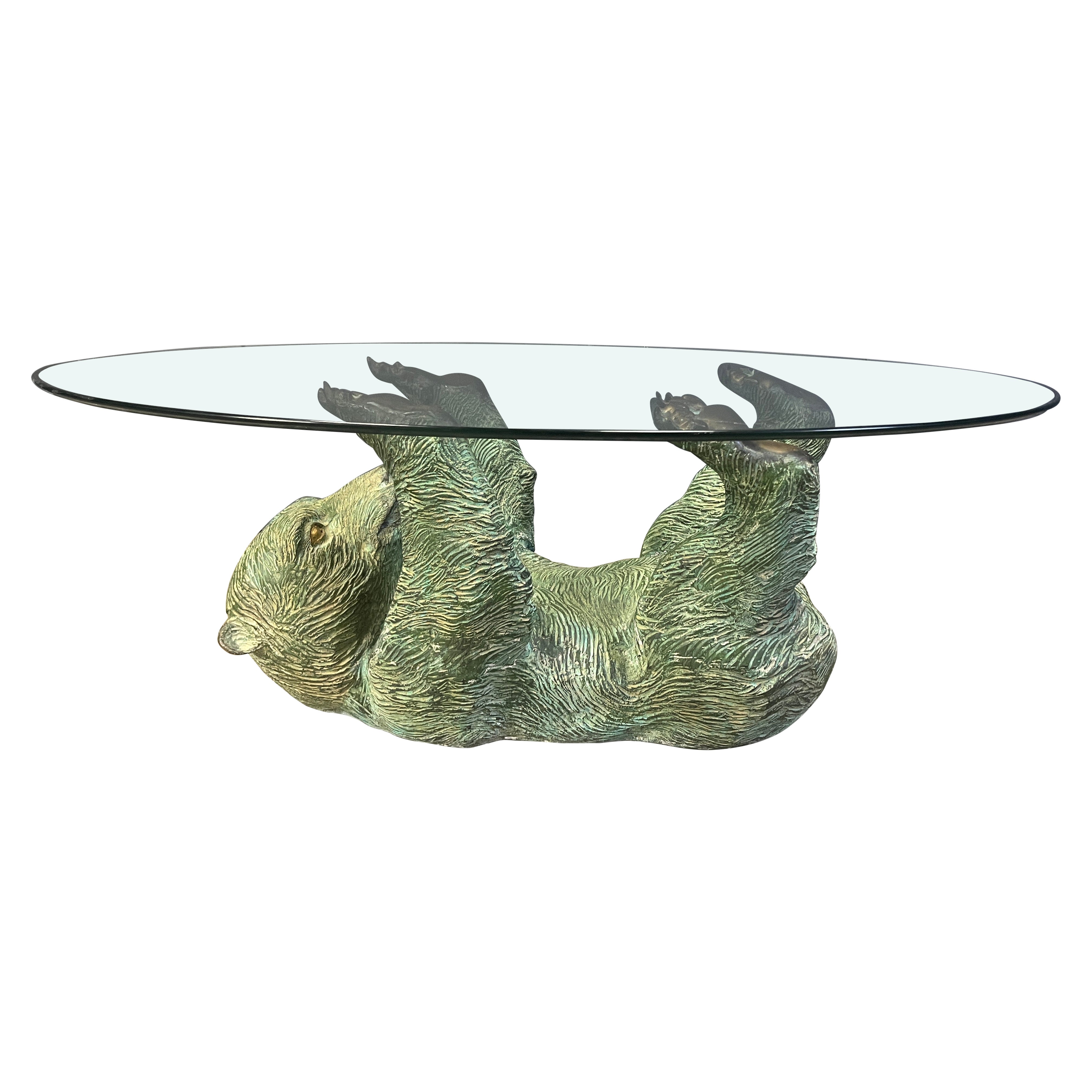 Vintage brass bear coffee table, 1970s For Sale