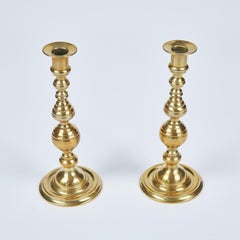 Vintage Brass 'Beehive' Candlesticks from England