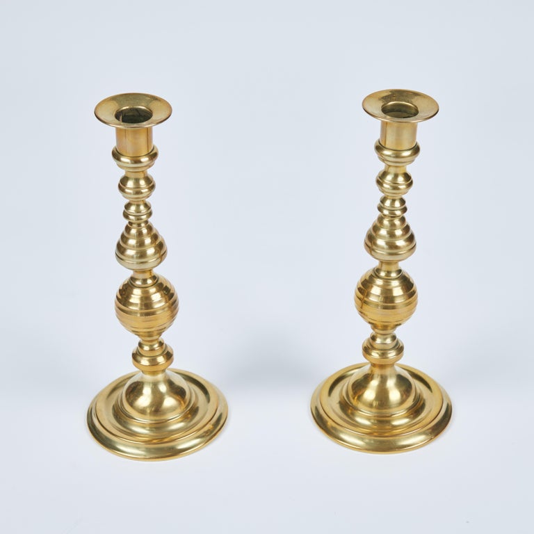 Vintage Brass 'Beehive' Candlesticks from England at 1stDibs