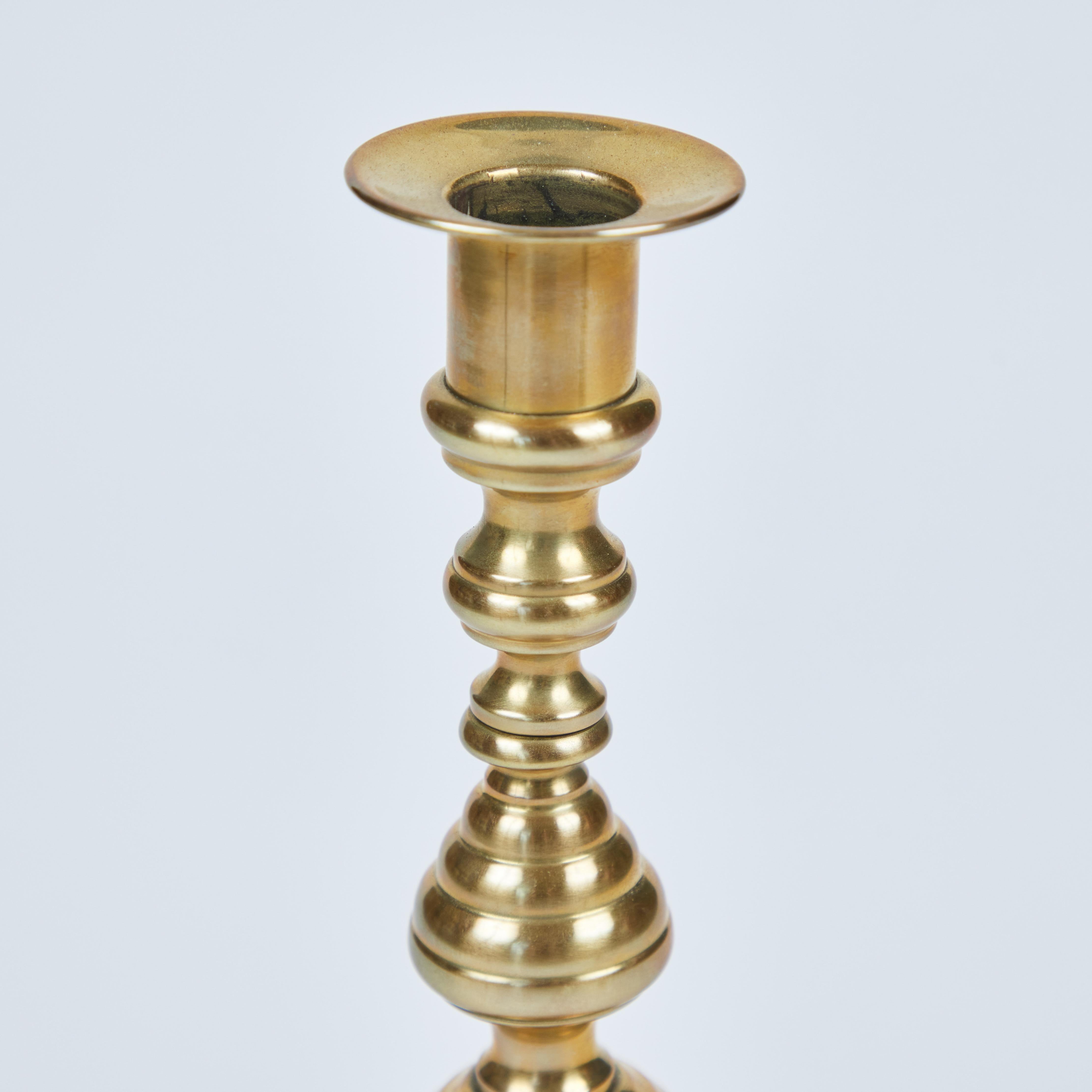 Vintage Brass 'Beehive' Candlesticks from England  In Good Condition In Pasadena, CA