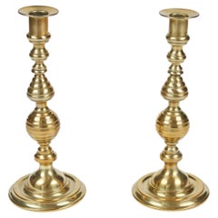 Vintage Brass 'Beehive' Candlesticks from England 