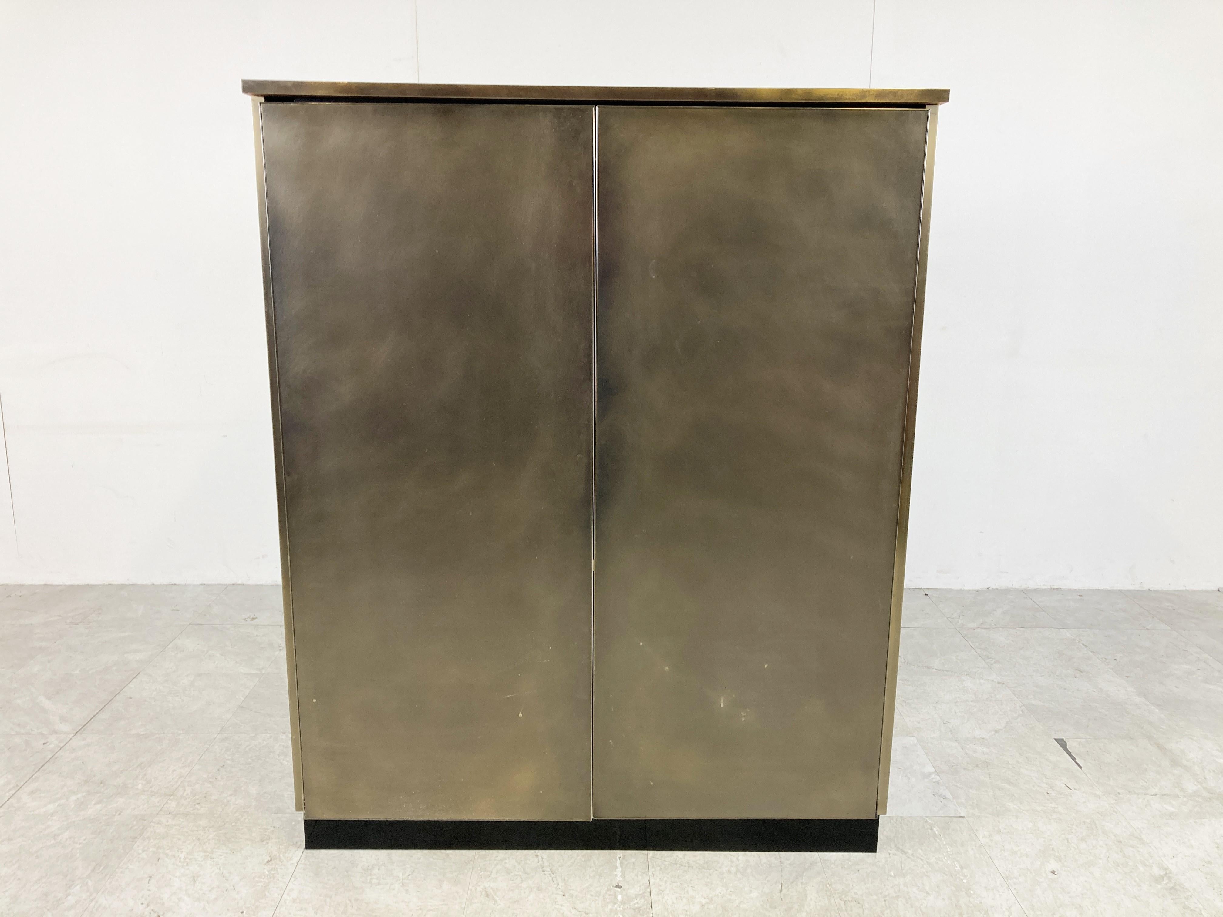 Belgian Vintage Brass Belgochrom Bar Cabinet, 1980s