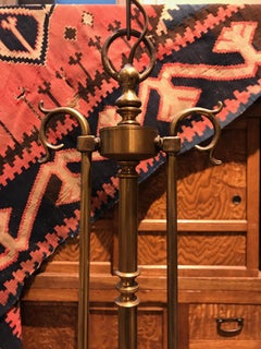 Vintage Brass Billiard Chandelier with Glass Shades