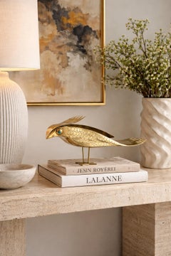 Vintage Brass Bird Sculpture by Oswaldo Guayasamín, Signed, Latin American Art