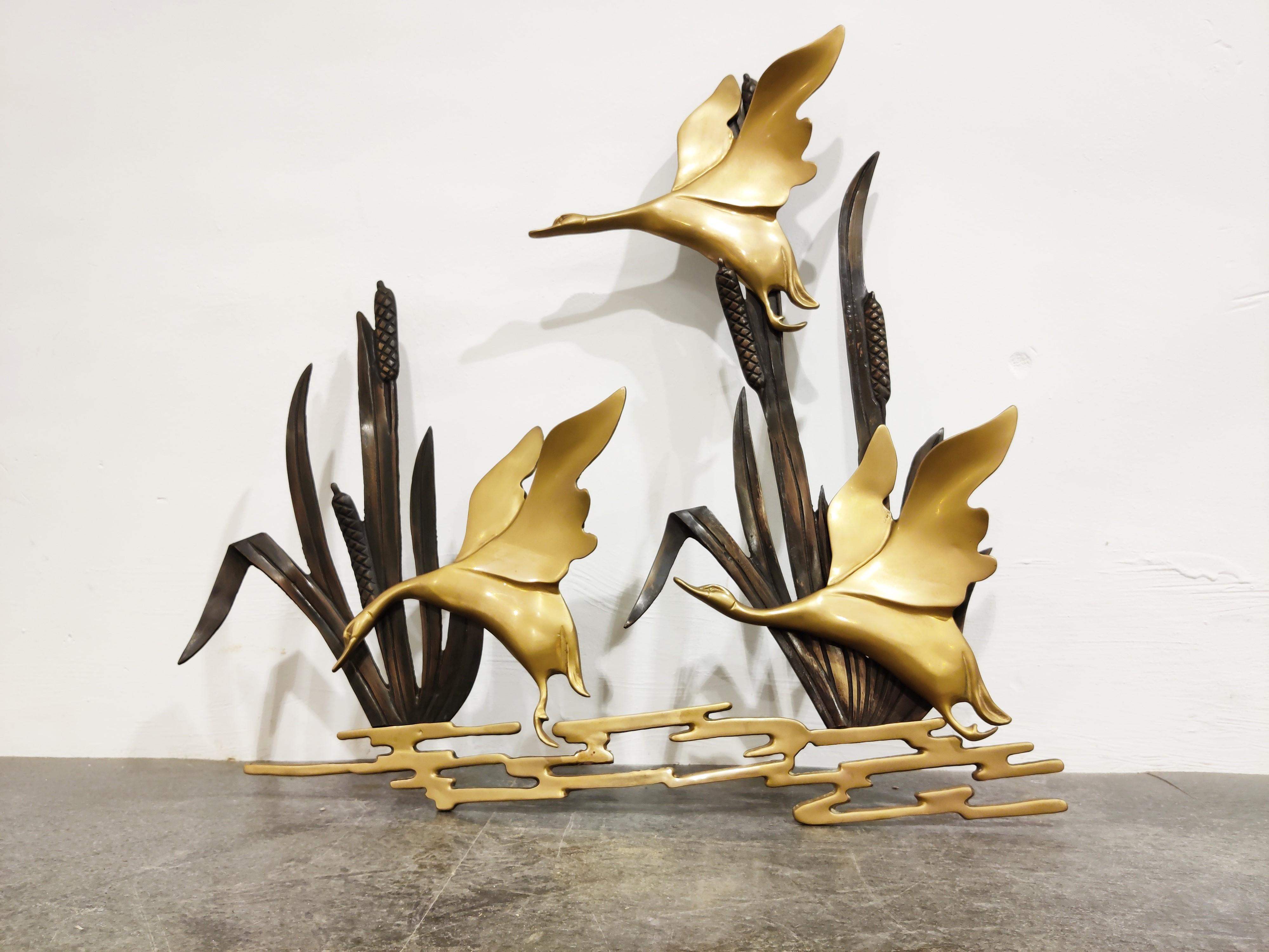 Hollywood Regency Vintage Brass Bird Sculpture, 1970s
