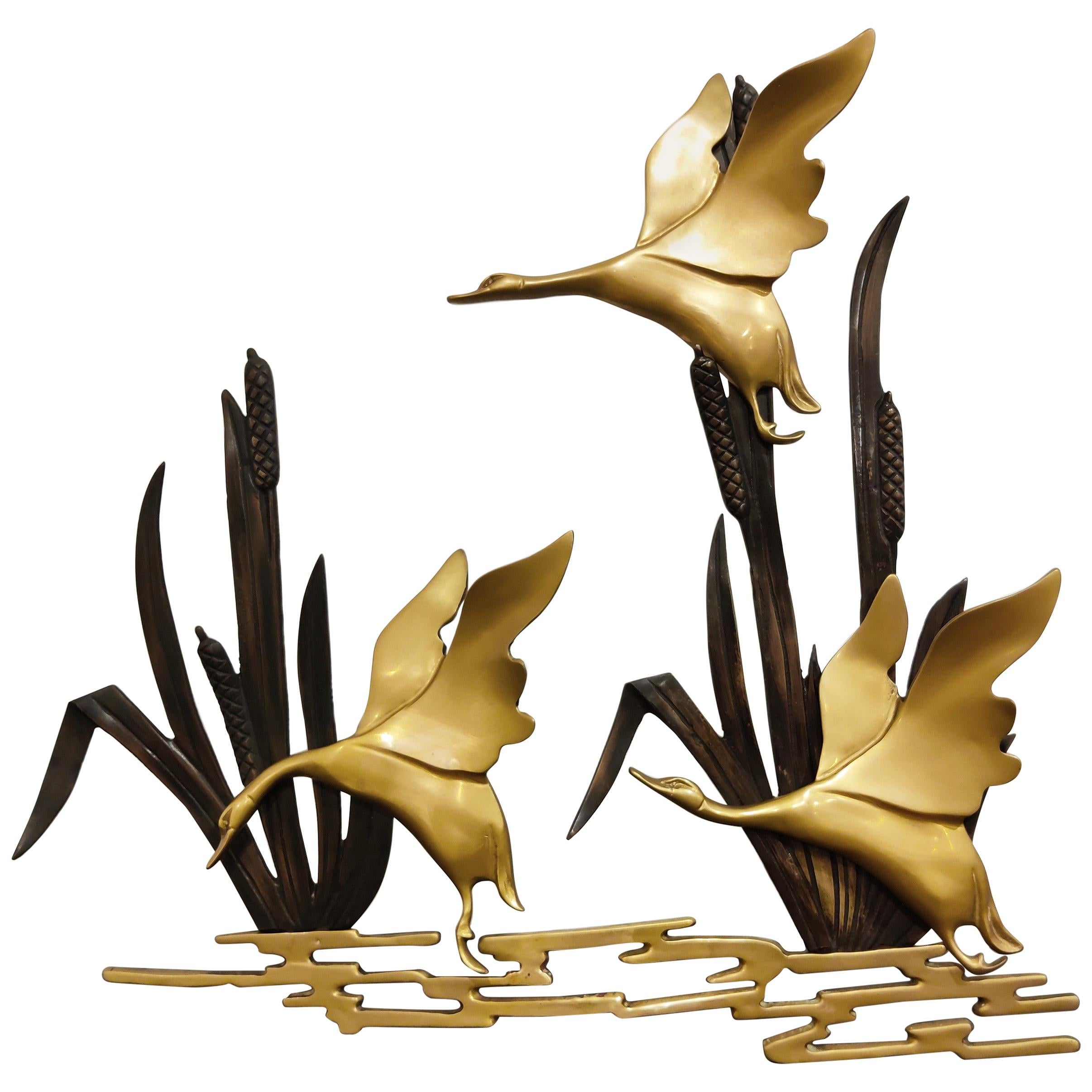 Vintage Brass Bird Sculpture, 1970s